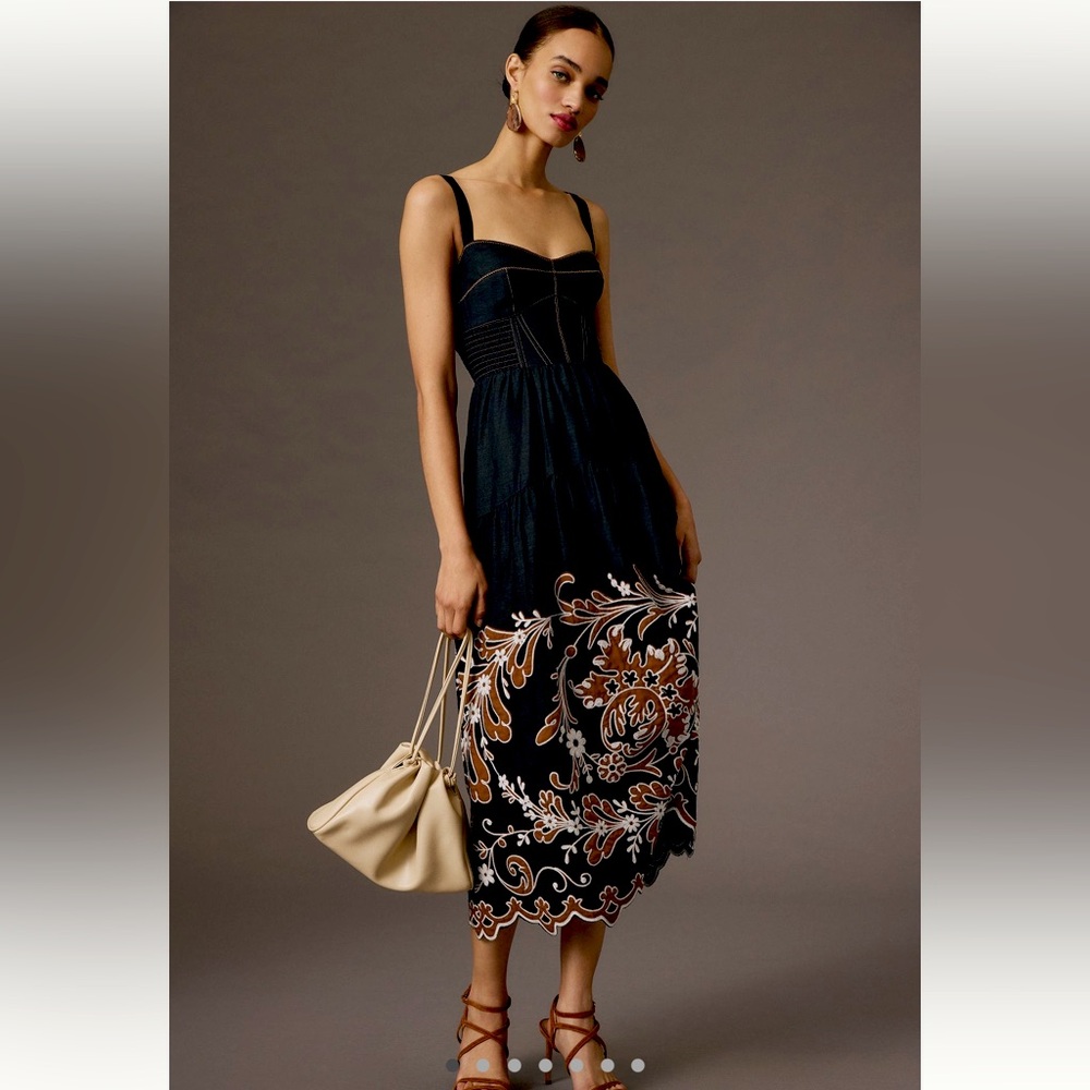 By Anthropology Appliqué Midi Dress
